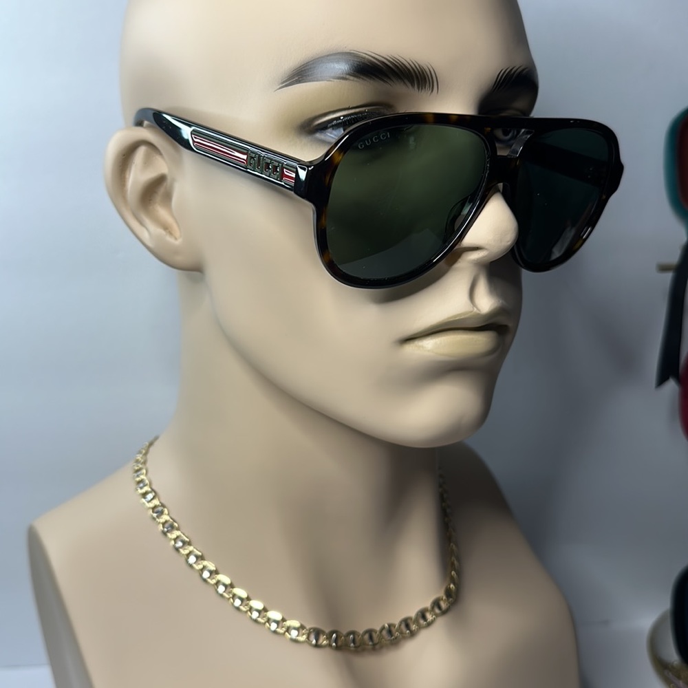 New Authentic GUCCI
Grey Green Pilot Men's Sunglasses GG0463S00358